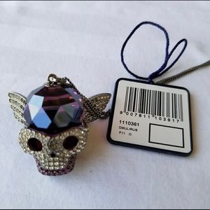 Amethyst Swarovski passenger skull necklace